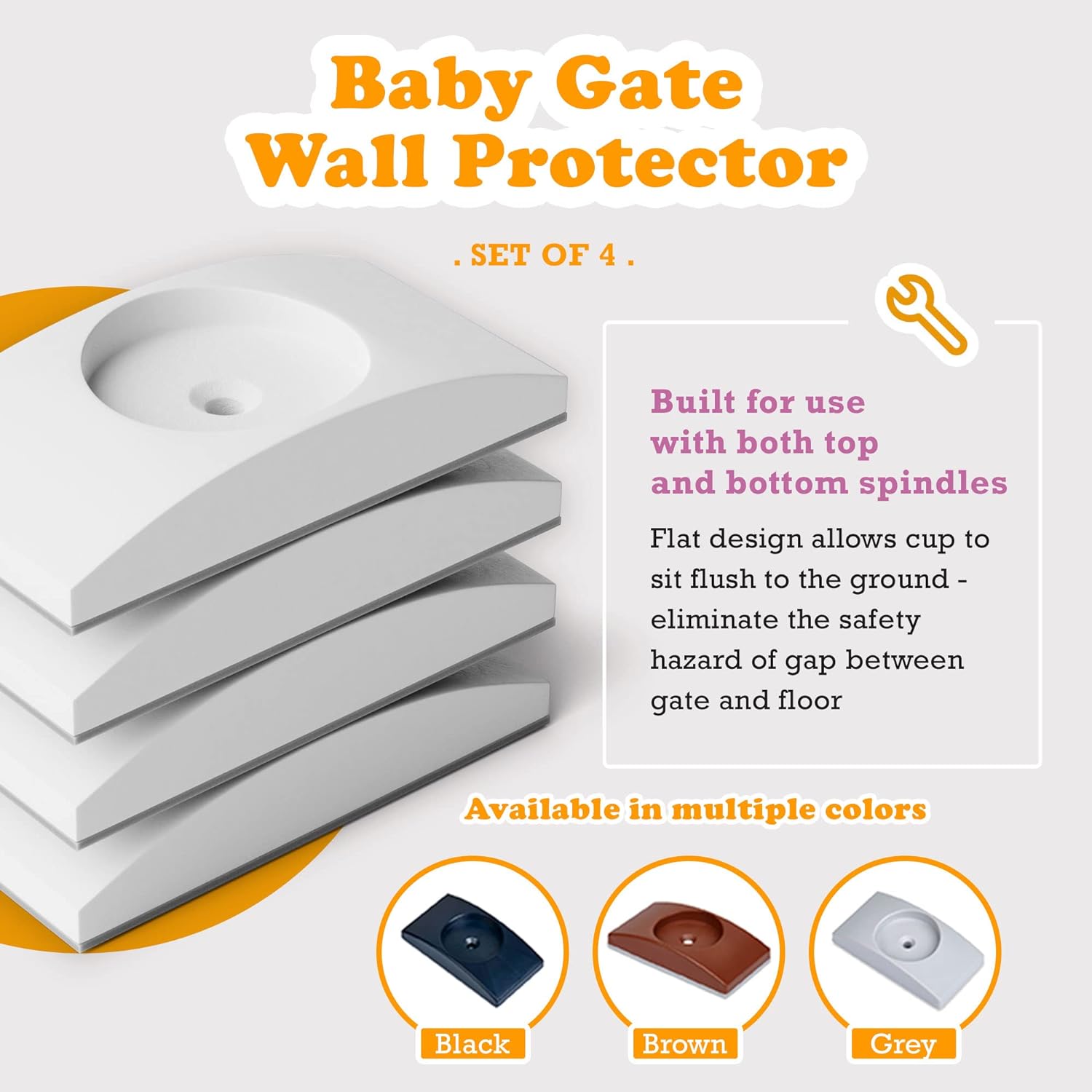 (Paquete de 4, Hecho en EE.UU.) Protector de pared para puerta de bebé, para