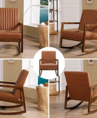 Mecedora moderna de cuero de mediados de siglo, silla tapizada con brazo con
