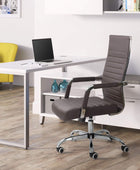 silla de escritorio de oficina acanalada con respaldo medio de piel sintética