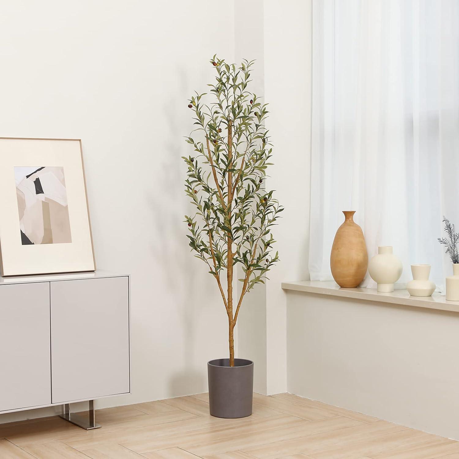 Árbol artificial para interiores de 6 pies (72 pulgadas), árbol artifi -  VIRTUAL MUEBLES