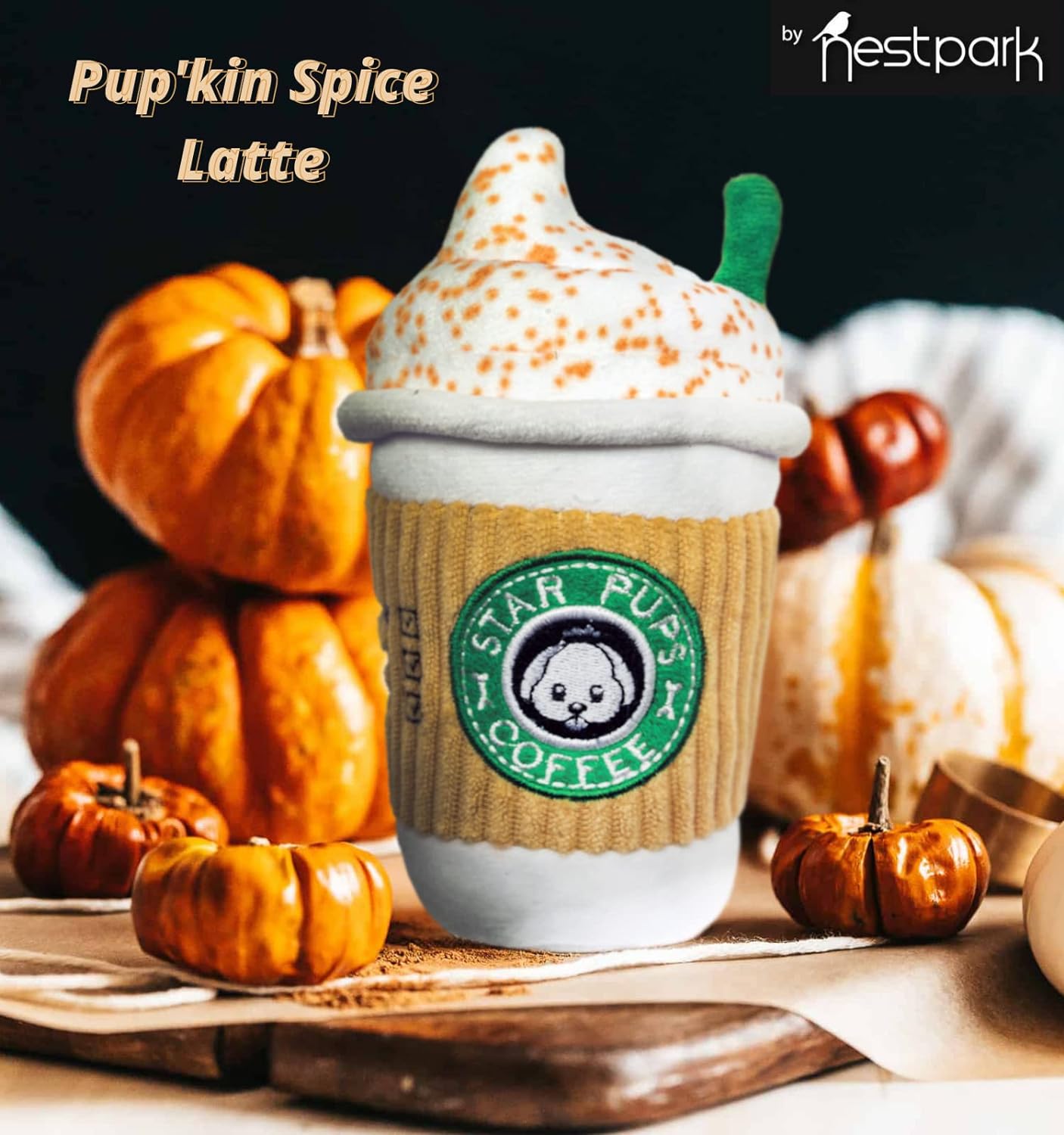 Star Pups Juguete de café para perros Pup'kin Spice Latte Juguete de otoño