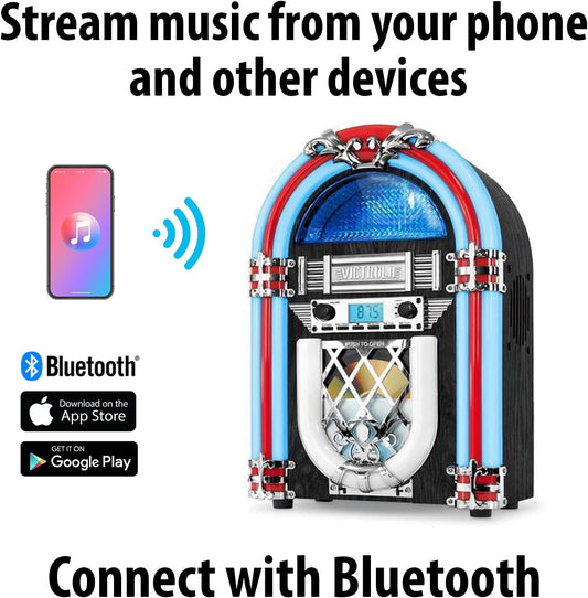 Jukebox de madera nostálgica con altavoz Bluetooth integrado vibra retro de los