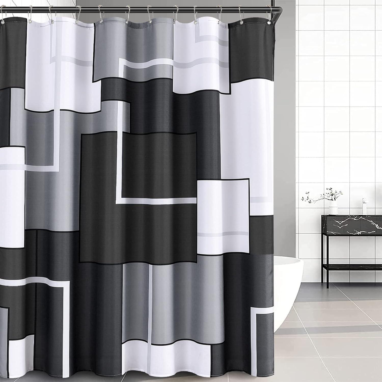  Cortinas de ducha modernas de color gris oscuro, impermeable,  cortina de baño de color sólido para baño, bañera, baño grande y ancho de  43 x 87 pulgadas, color negro : Hogar