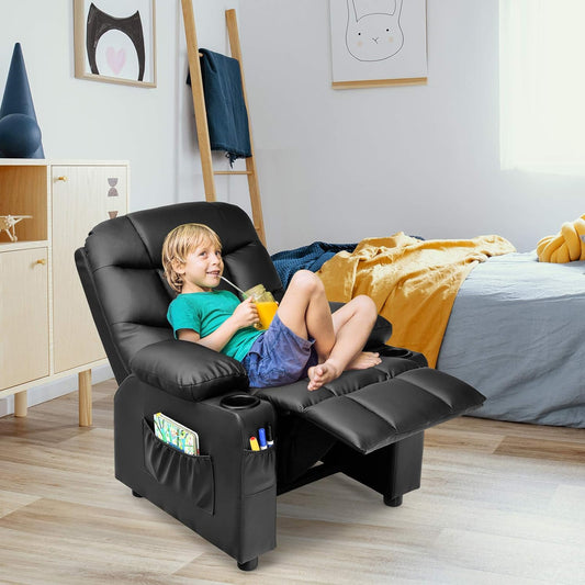 Silla reclinable para niños con soporte para tazas silla de descanso de cuero