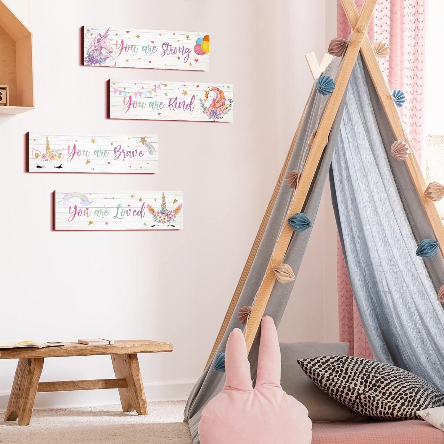 Yulejo Decoración de pared para habitación de niñas, unicornio y arco iris, - VIRTUAL MUEBLES