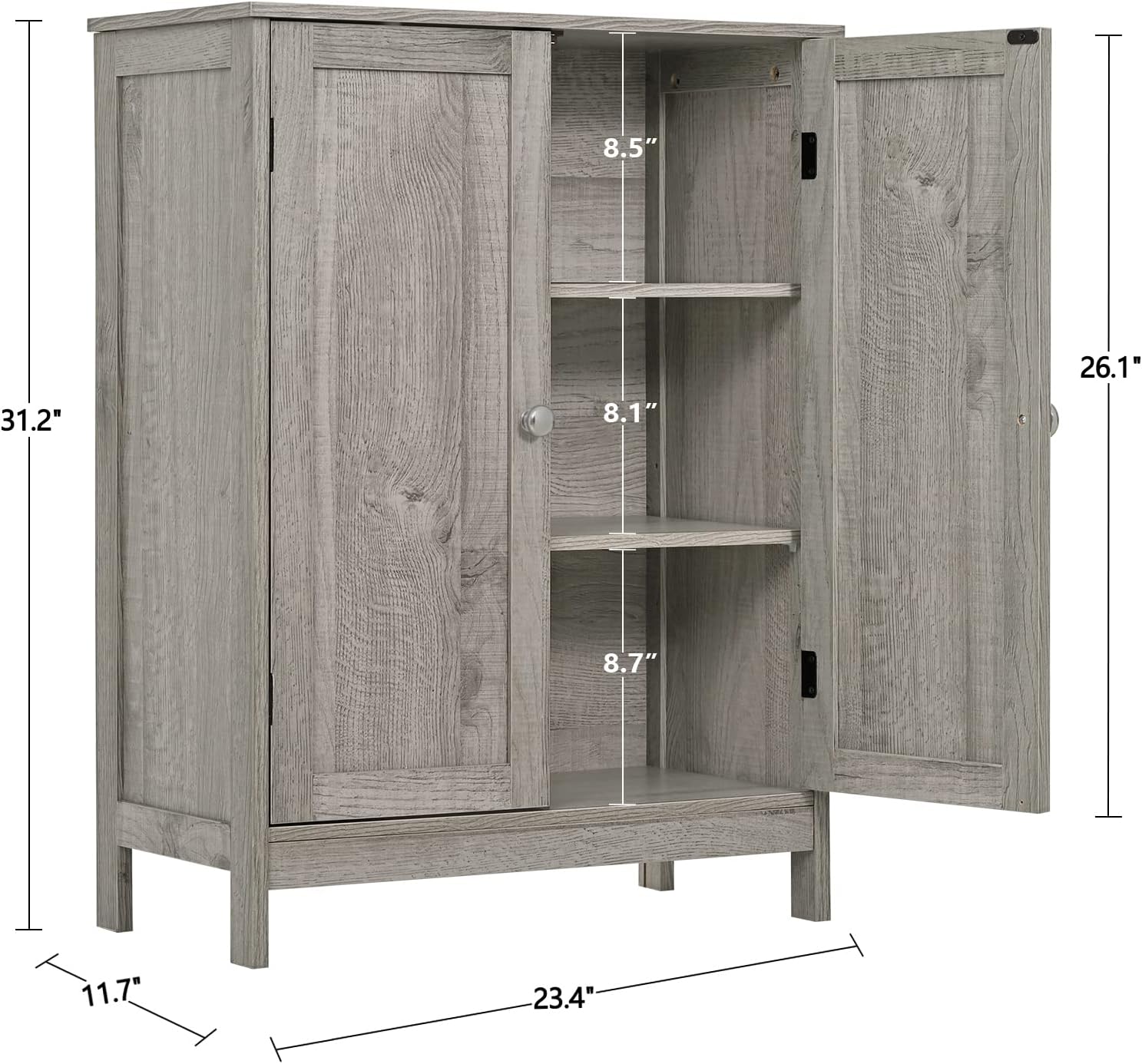 Armario de almacenamiento armario de almacenamiento de piso con 2 estantes