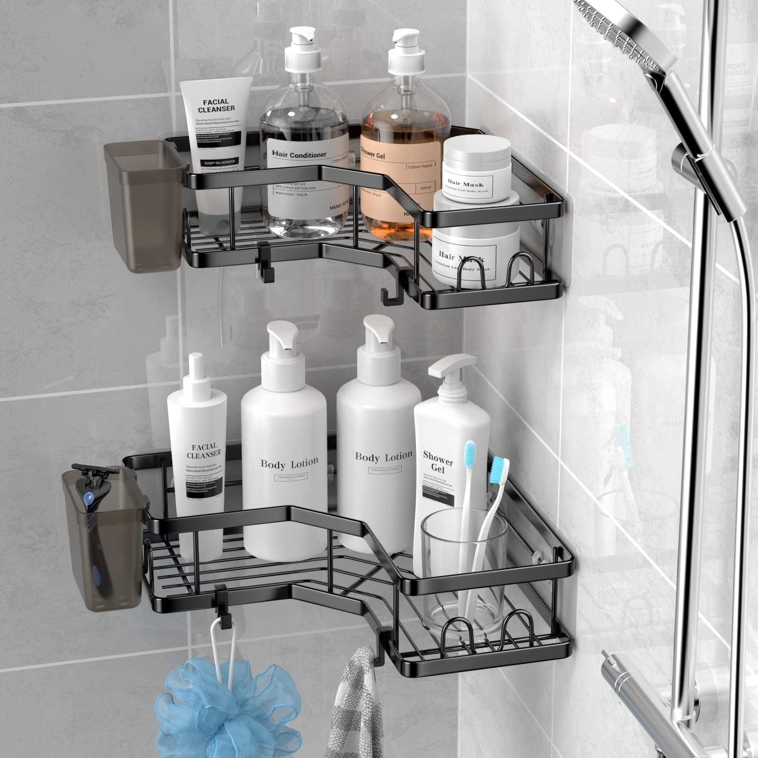 Kitsure Organizador de ducha extragrande – Paquete de 2 organizadores de  ducha adhesivos, estantes de ducha sin taladros para ducha interior,  estante