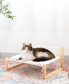 Hamaca bohemia para gatos con manta, cama elevada de macramé para mascotas para