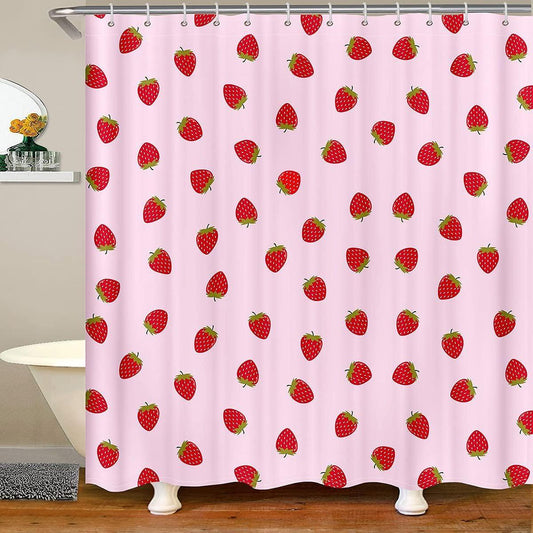 Juego de cortinas de ducha de baño de fresas para niñas, cortina de ducha con - VIRTUAL MUEBLES