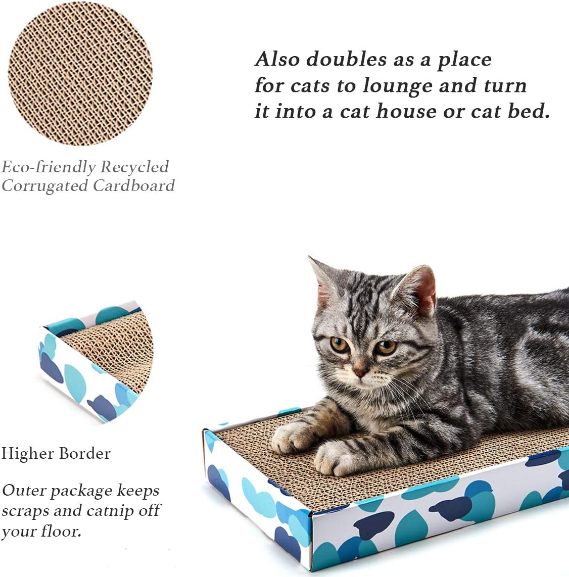 Rascador de cartón reversible para gatos y gatos, almohadilla para rascar