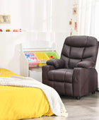 Silla reclinable para niños con soporte para tazas, silla de salón de cuero
