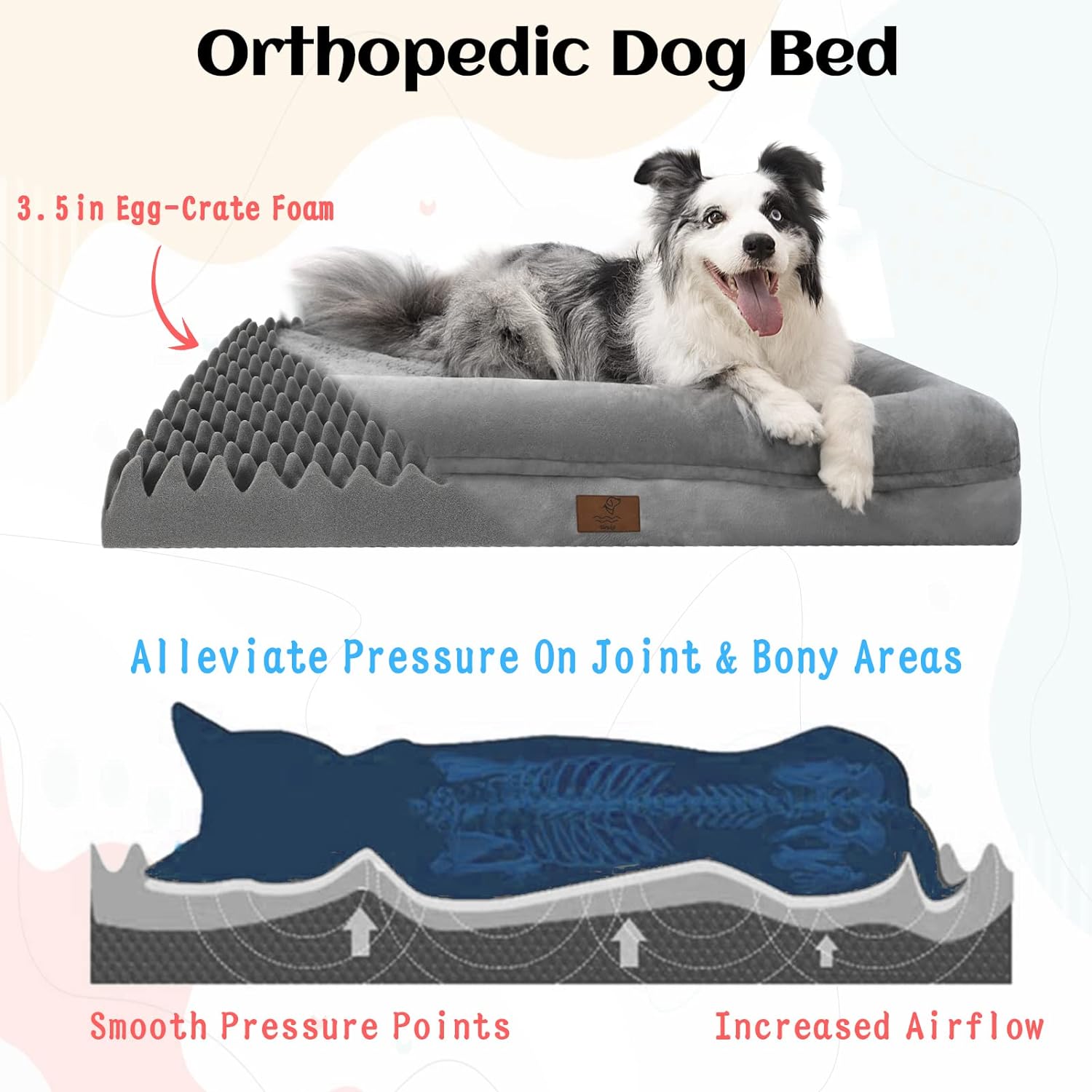 Camas para perros extra grandes, cama ortopédica para perro, cama lavable con