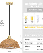 Dolaimi House Paquete de 2 lámparas colgantes de cuerda de lino tejida estilo