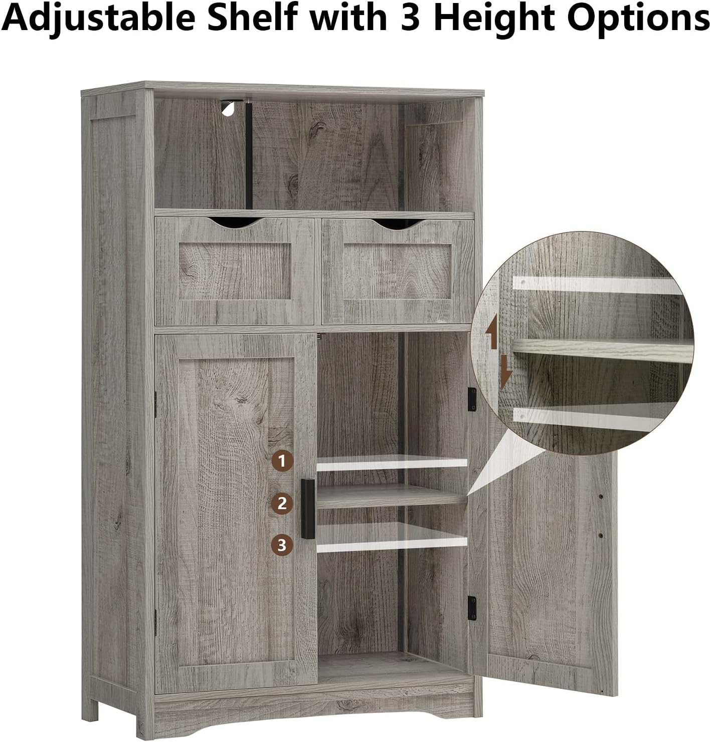 Armario alto de baño, armario de almacenamiento con 2 cajones y estant -  VIRTUAL MUEBLES