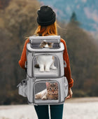 Mochila transportadora de mascotas de doble compartimento para gatos pequeños y