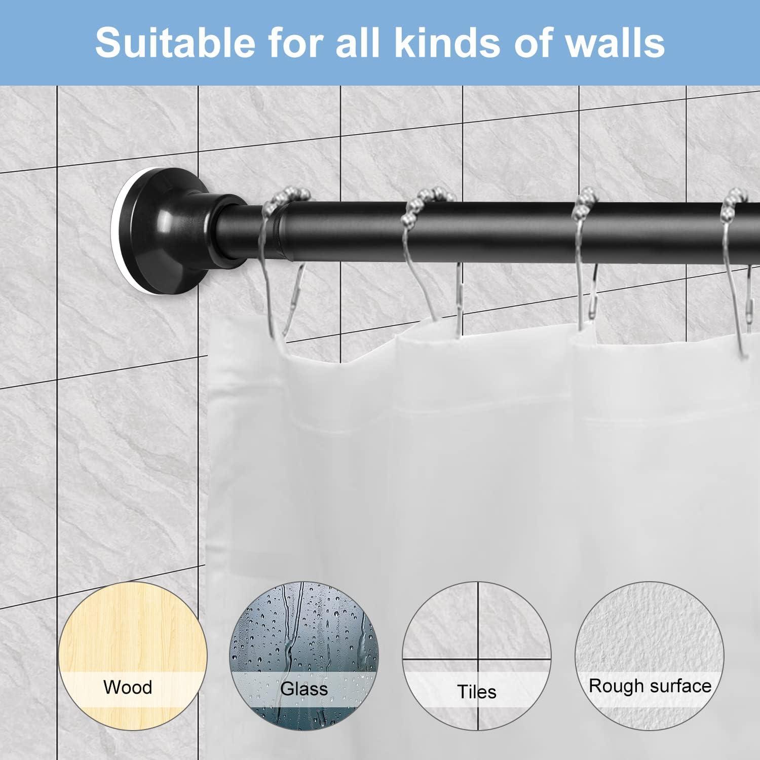 Barra de cortina de ducha con tensión sin taladros, 40-74 pulgadas, co -  VIRTUAL MUEBLES