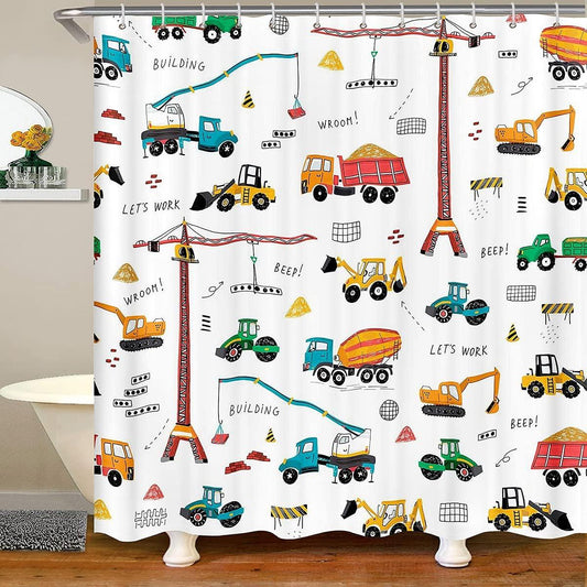 Cortina de ducha con excavadora para niños, cortina de ducha para camiones de - VIRTUAL MUEBLES