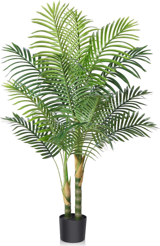 Kazeila Palmera artificial de caña dorada, planta de palma tropical falsa de 4 - VIRTUAL MUEBLES