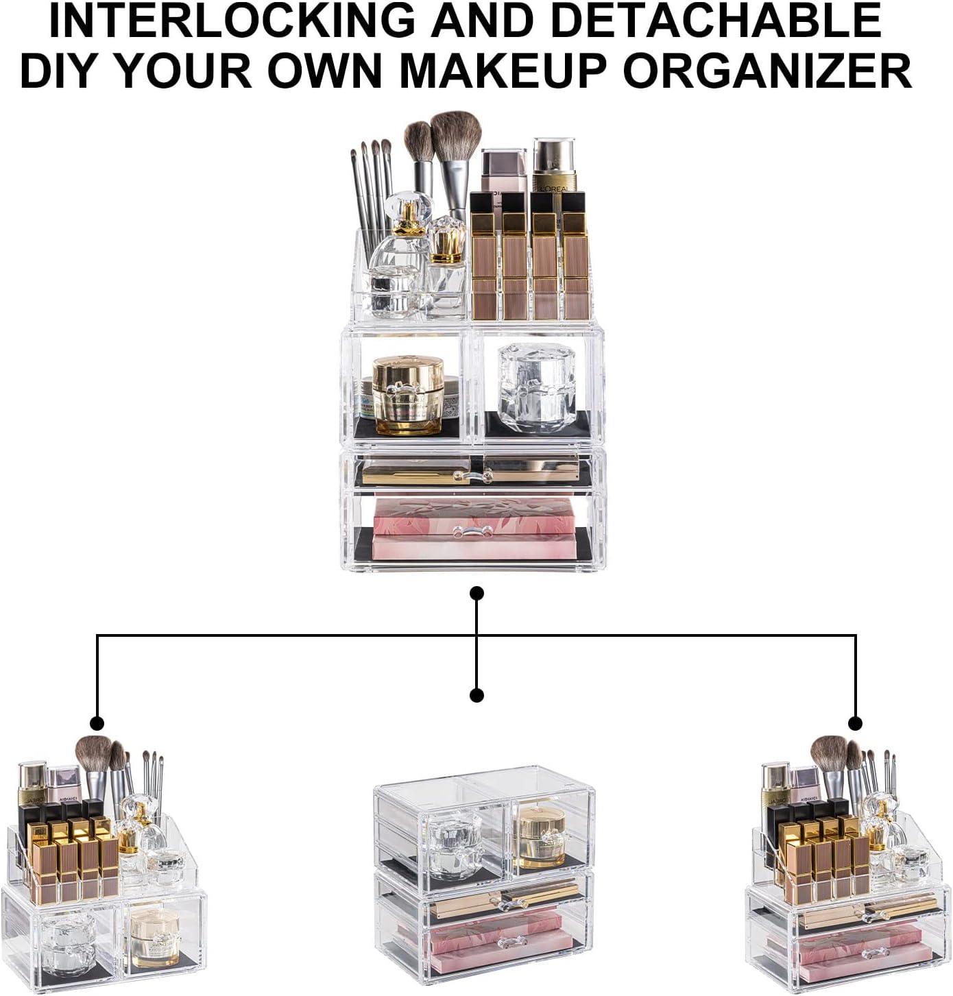 DreamGenius Organizador de maquillaje de 3 piezas de acrílico para cosméticos - VIRTUAL MUEBLES