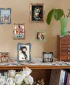 Marcos de fotos vintage de 3 x 3, marcos de fotos antiguos de lujo con muebles