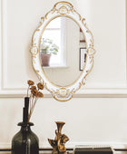 Espejo de pared decorativo ovalado antiguo de 14.5 x 10 pulgadas, espejo