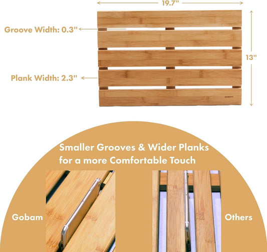 GOBAM Tapete de baño de bambú, tapete de bambú para interiores y exteriores, - VIRTUAL MUEBLES