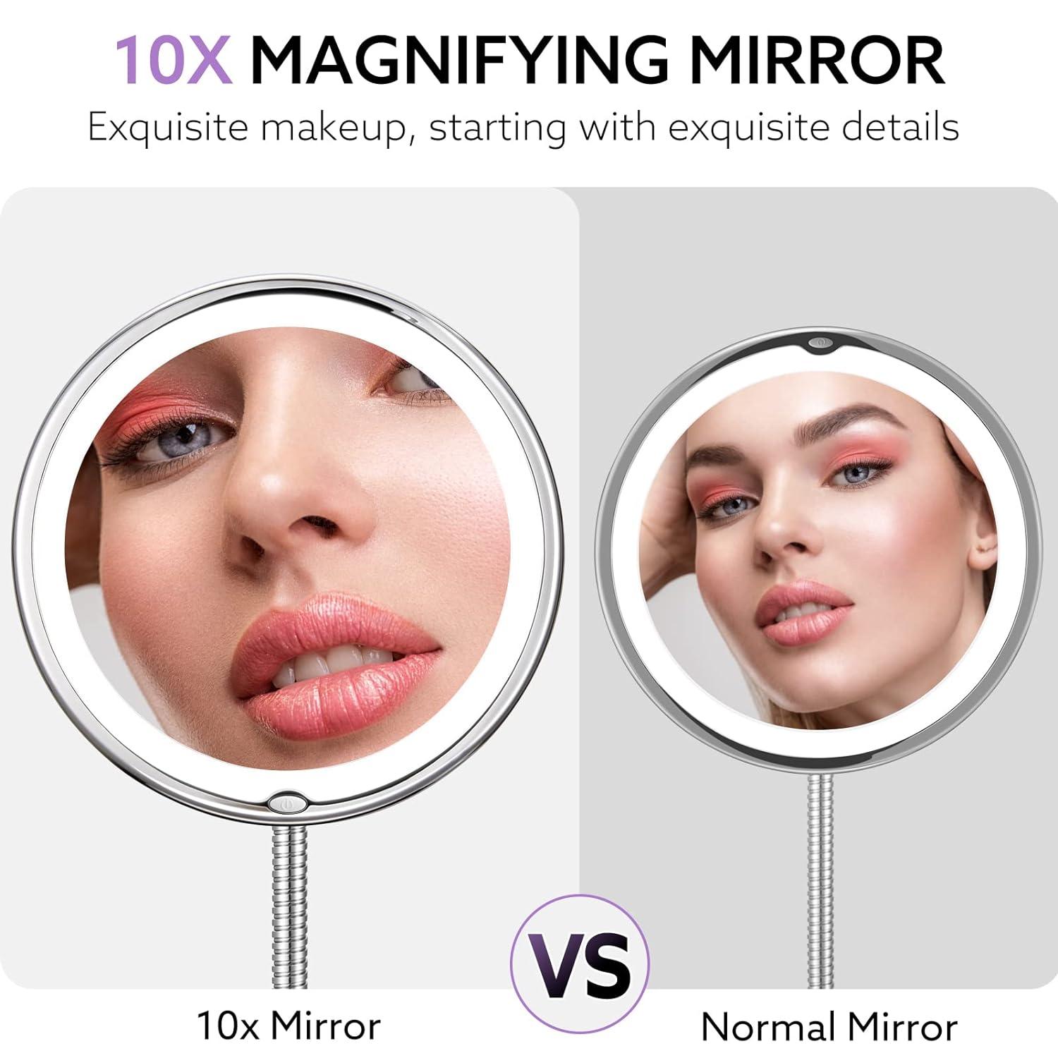 Espejo de maquillaje iluminado espejo de maquillaje con aumento 10X con - VIRTUAL MUEBLES
