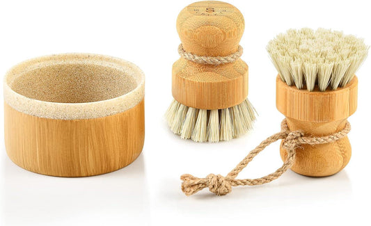 Bubble Up Juego de cepillos de bambú con soporte para jabón, limpiador de - VIRTUAL MUEBLES