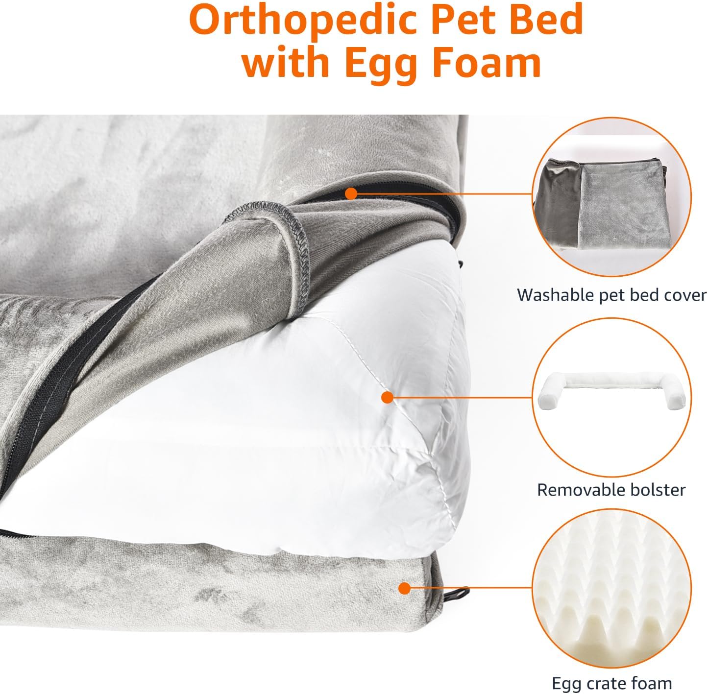 Tienda Basics Sofá ortopédico de espuma para sala de estar, cama para perros y