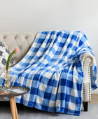 Manta de lana cuadriculada, manta decorativa ligera de franela suave con patrón