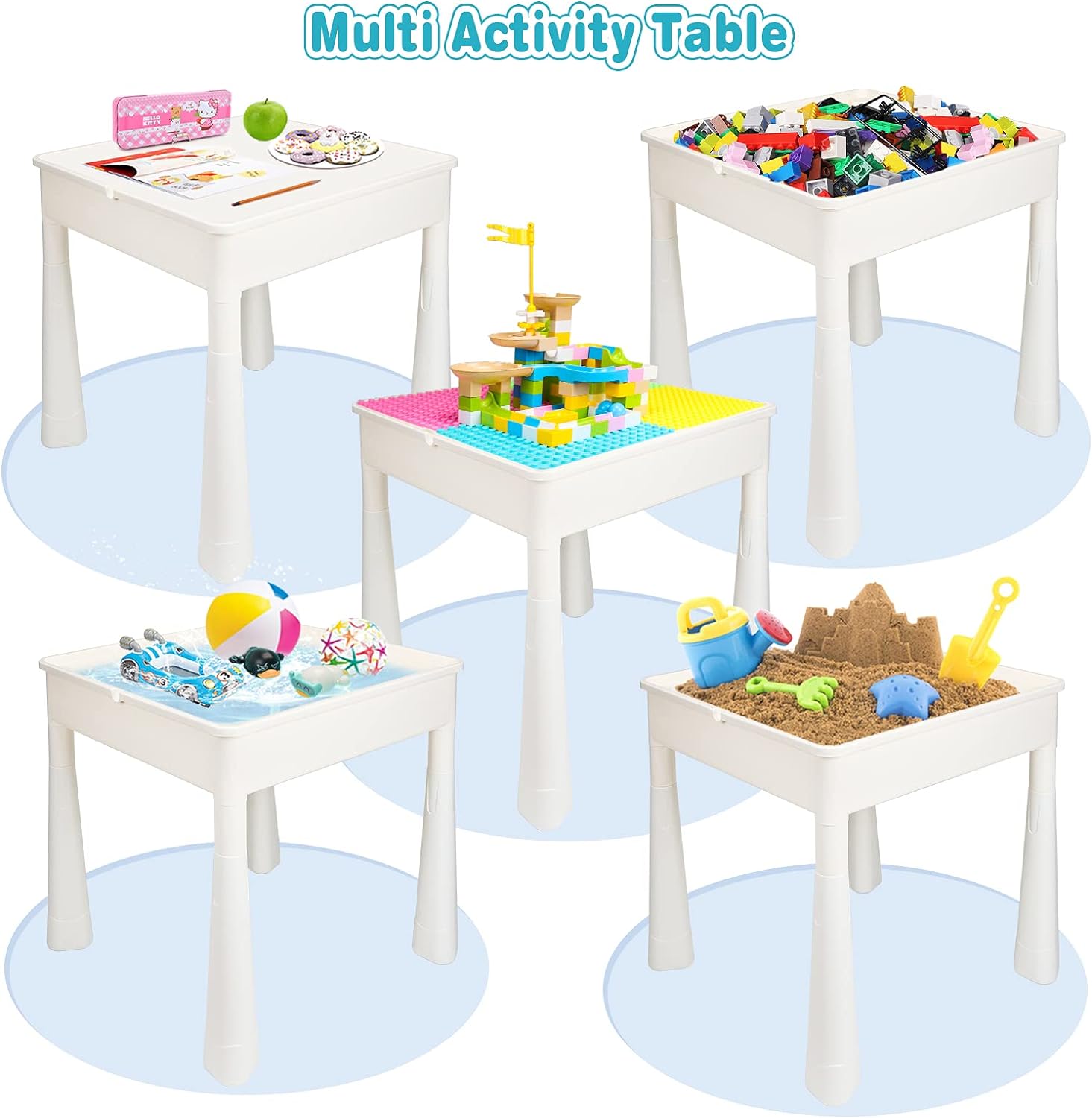 Juego de mesa y sillas todo en uno para niños con 100 piezas de mármol Run