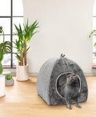 Cama plegable para gatos de interior, casa para gatos 2 en 1 con almohada