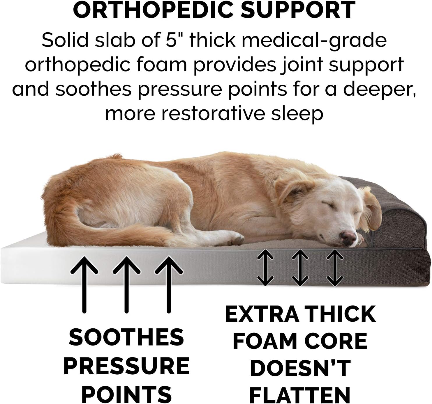 Cama ortopédica de espuma para perros, de Sherpa y chenilla, superficie firme,
