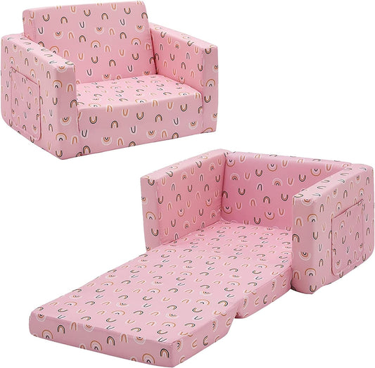 Silla de sofá para niños, silla 2 en 1, sofá convertible para dormir (arcoíris