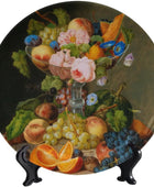 Still Life Plato decorativo colgante de cerámica, flores y frutas en bandeja,