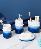 Juego de accesorios de baño de cerámica azul marino, 4 piezas, juego de - VIRTUAL MUEBLES