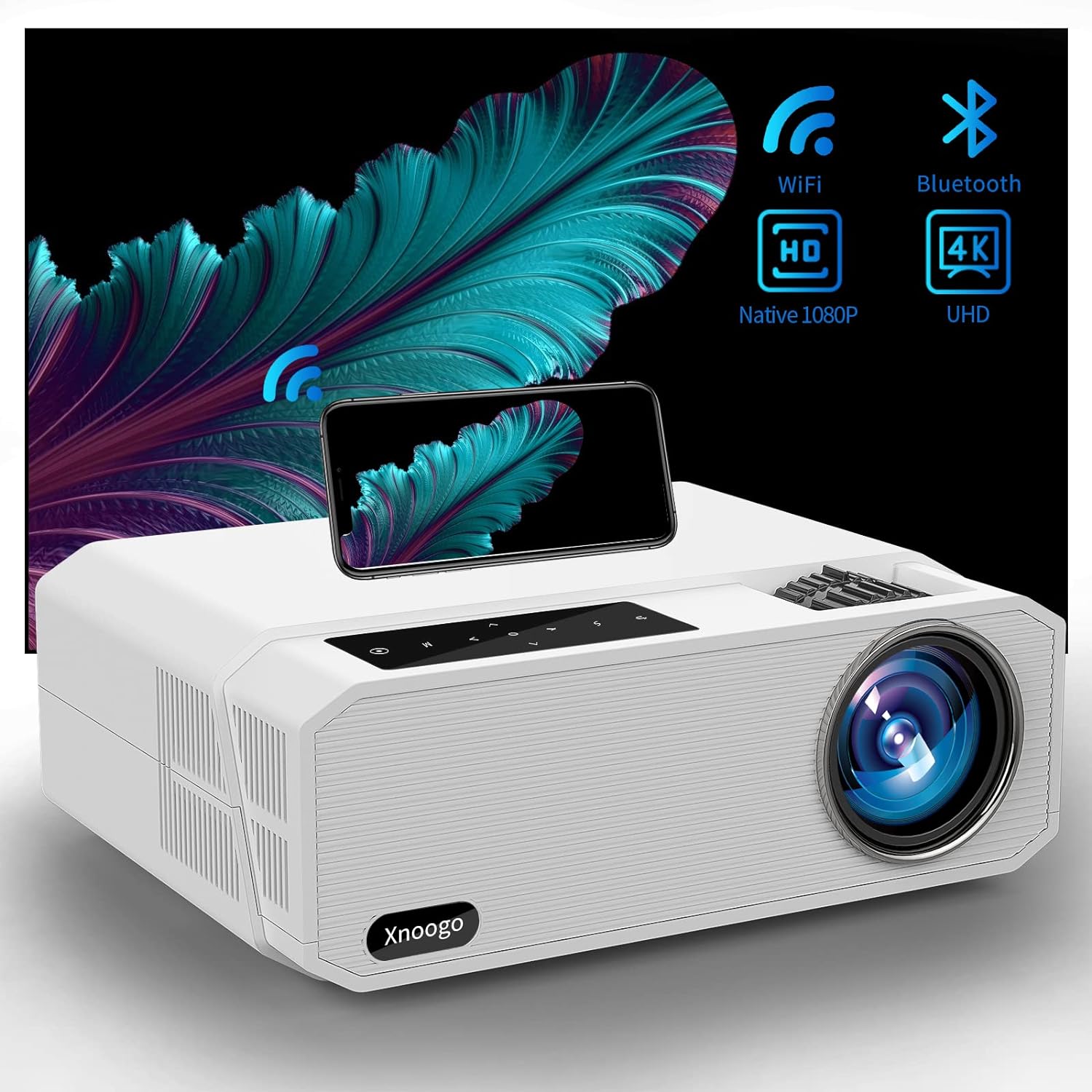 Proyector 4K diurno 1100ANSI Proyector exterior de alto brillo con WiFi y  Bluetooth, proyector inteligente de TV Android con Netflix de video