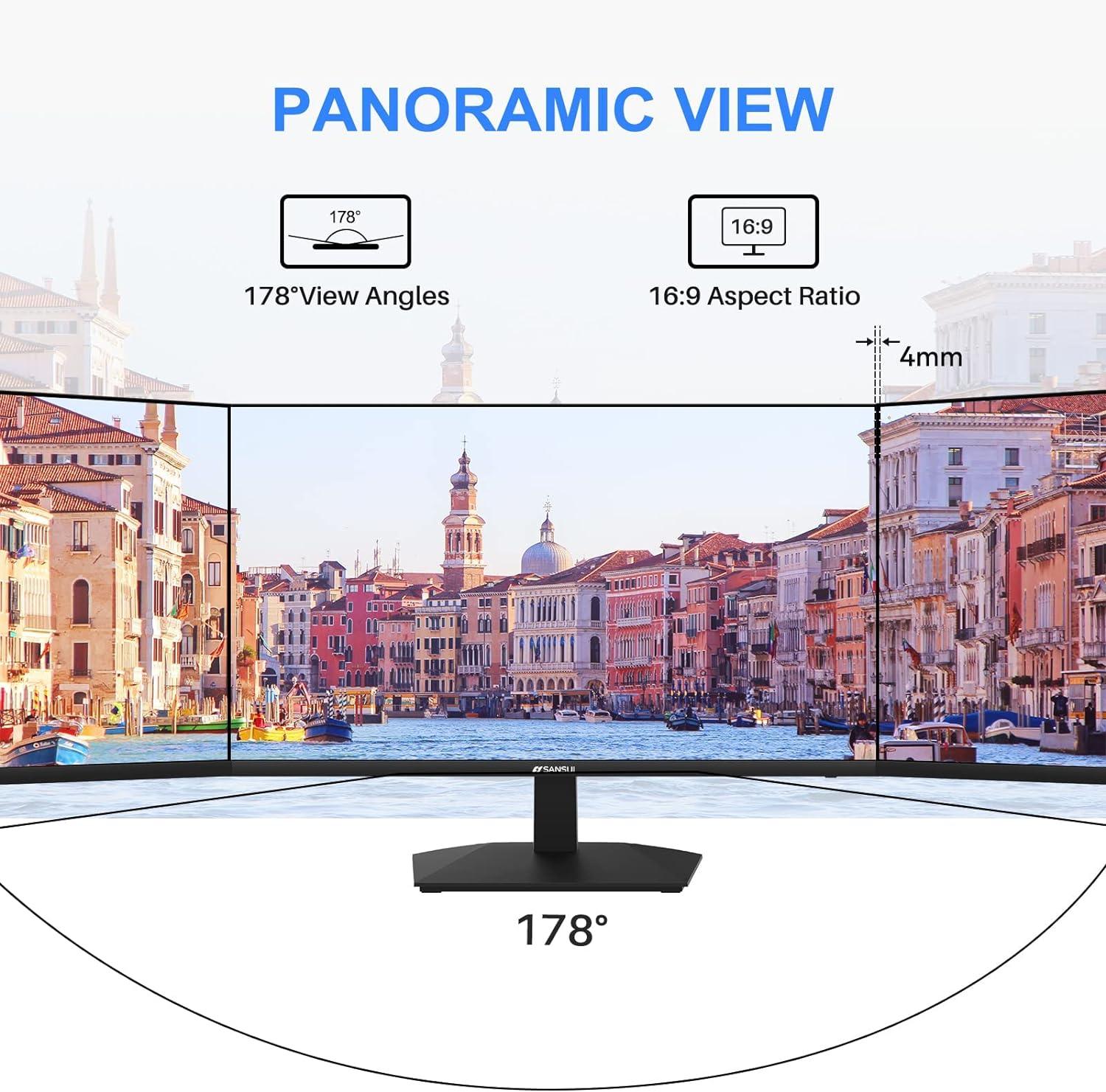 Monitor de computadora FHD de 22 pulgadas 1080p 75Hz con HDMI VGA bisel ultra