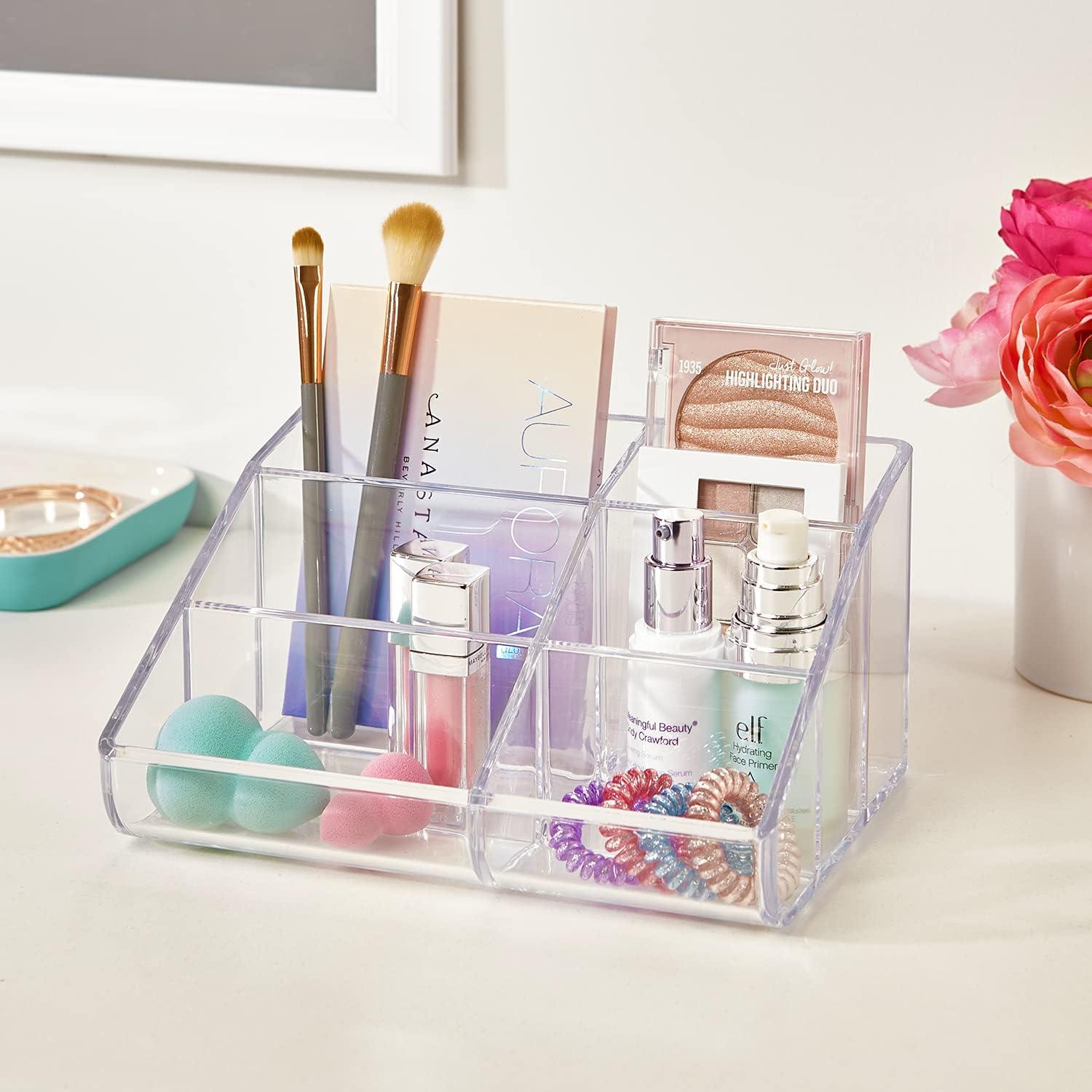 Organizador de maquillaje con 6 compartimentos de plástico transparente de - VIRTUAL MUEBLES