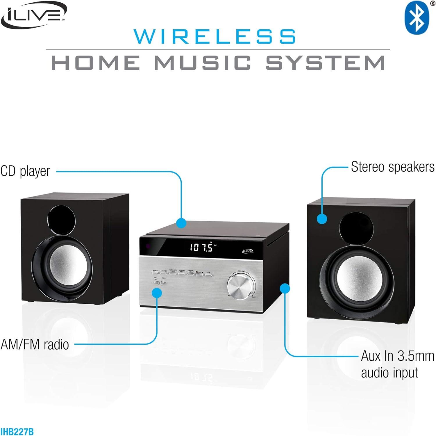 iLive iHB227B Sistema estéreo inalámbrico para el hogar con reproductor de CD y - VIRTUAL MUEBLES