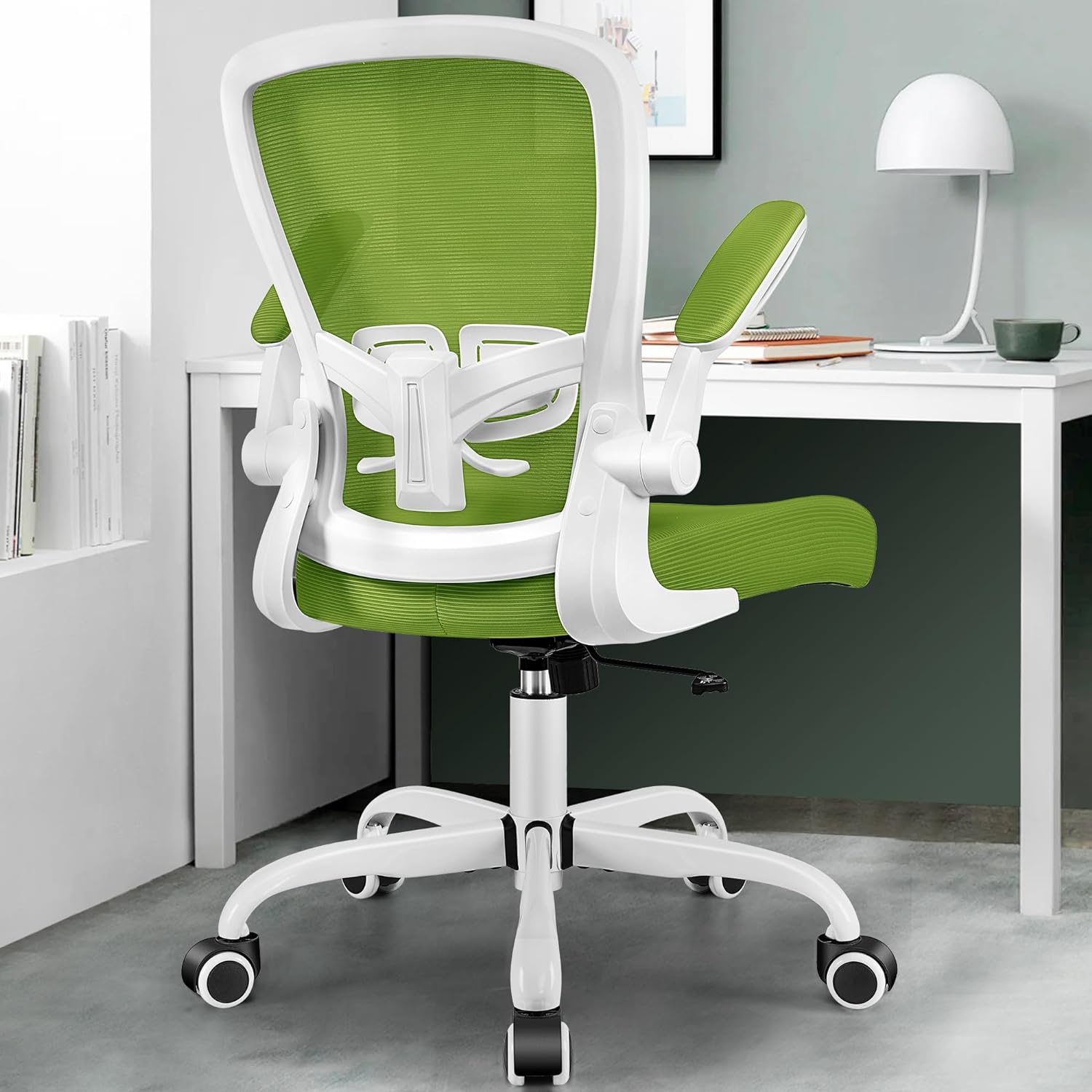 Silla de oficina con respaldo alto, silla de escritorio de oficina en casa  con reposabrazos, altura ajustable, soporte lumbar, silla de escritorio de