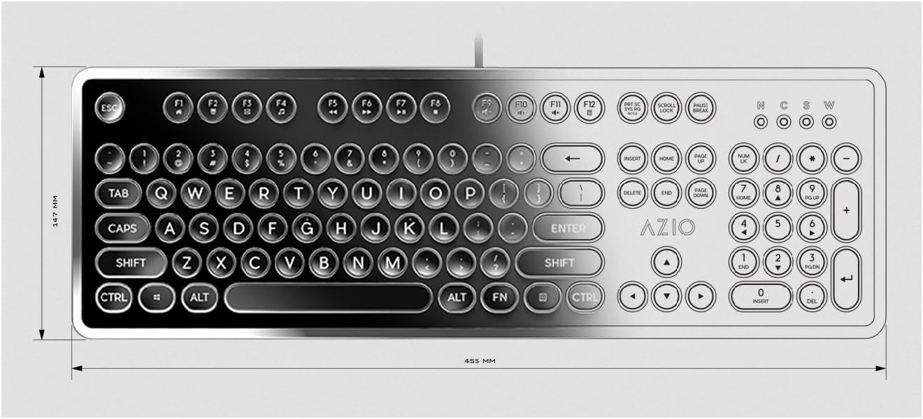 Azio MK-RETRO-01 teclado mecánico inspirado en máquina de escribir con USB,