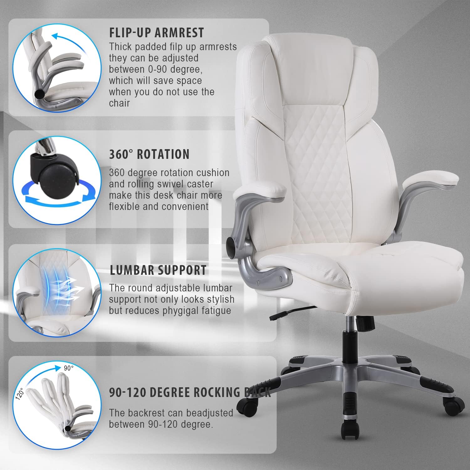 Silla ejecutiva de oficina blanca, sillas de escritorio