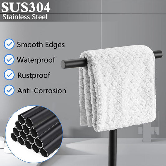 Soporte para toallas de mano de baño de acero inoxidable SUS304 color negro - VIRTUAL MUEBLES