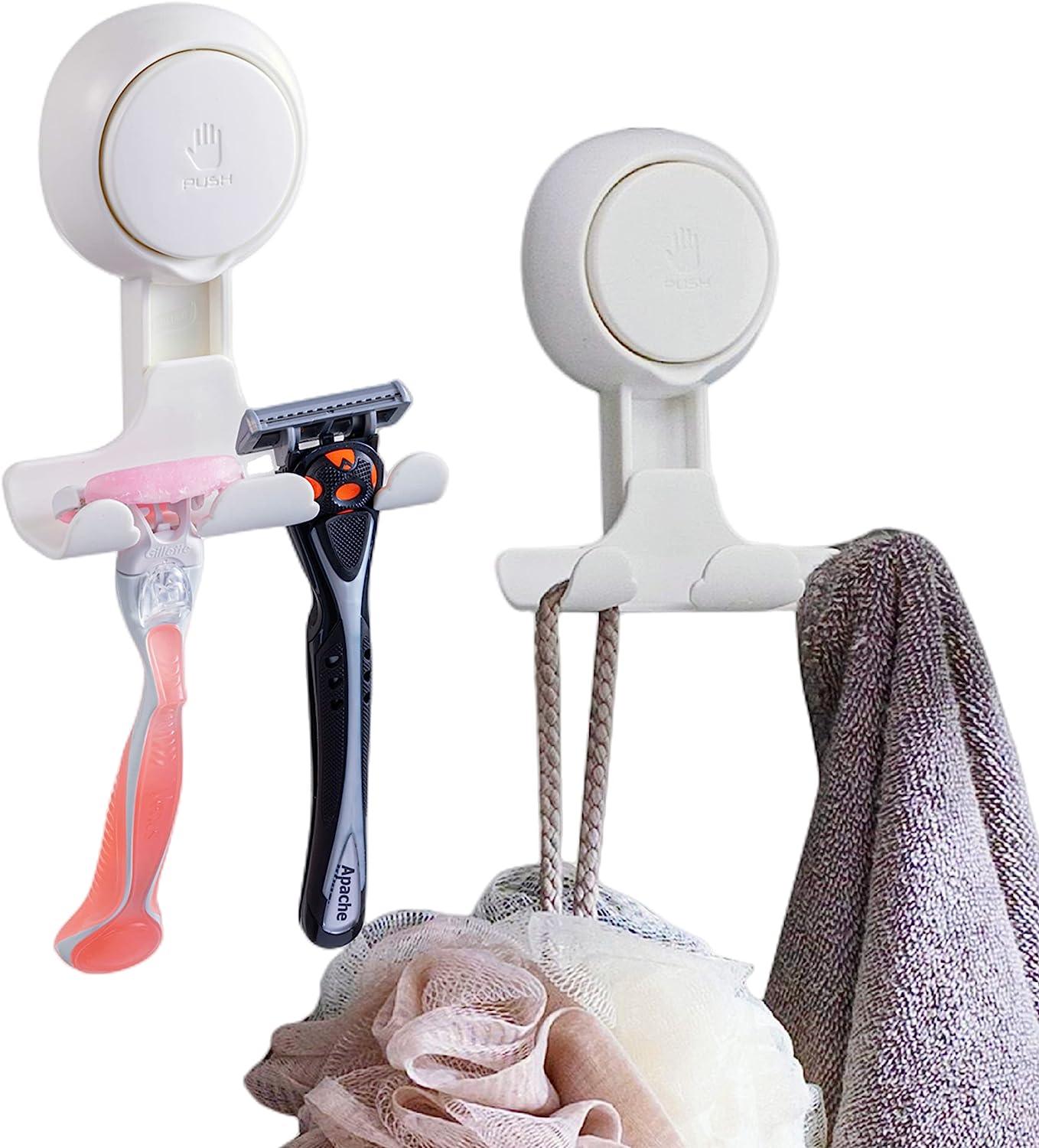 4 ganchos de ducha para el interior de la maquinilla de afeitar de ducha,  gancho de ducha de acero inoxidable para pared, gancho adhesivo de níquel