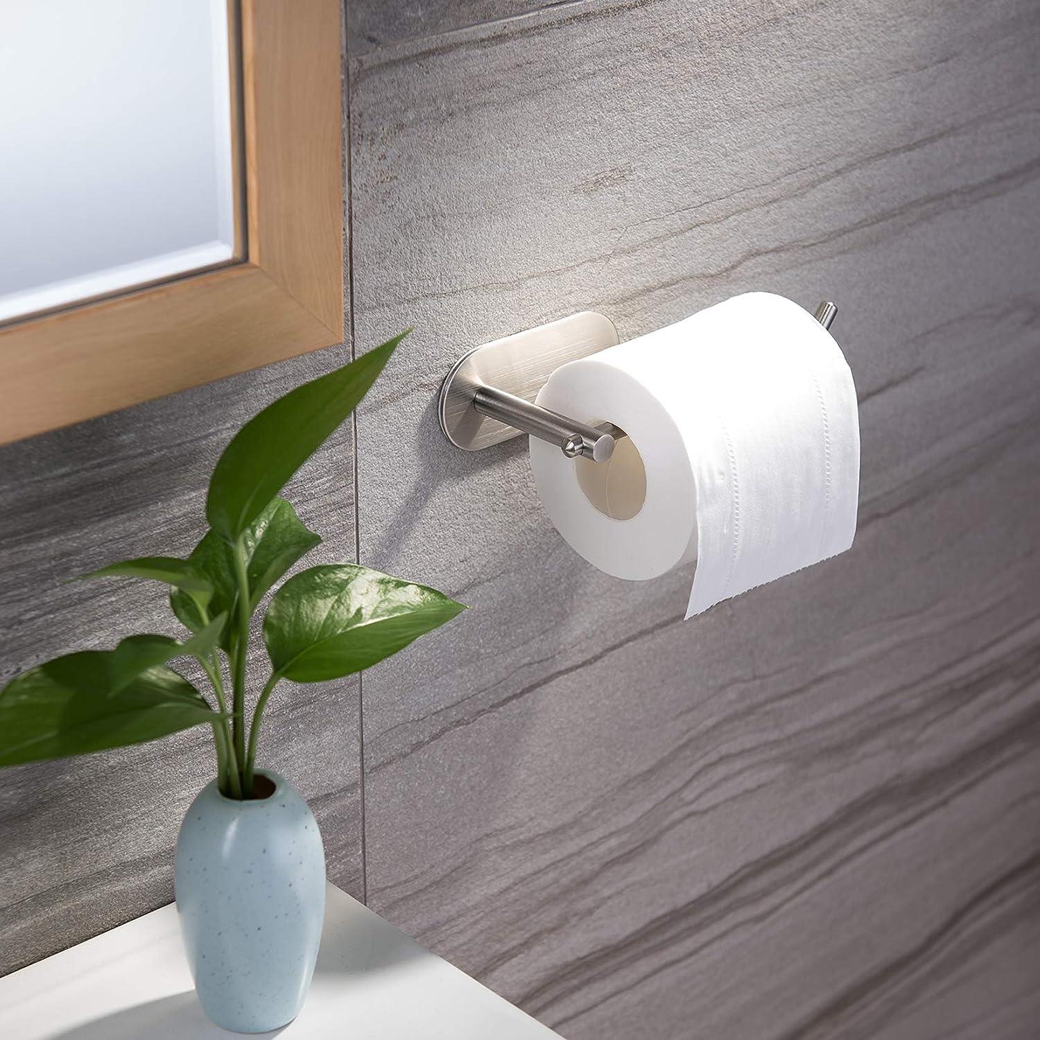 MaiHongda Soporte para papel higiénico de montaje en pared con estante y  almacenamiento para toallitas de papel, dispensador de teléfono, sin  taladro