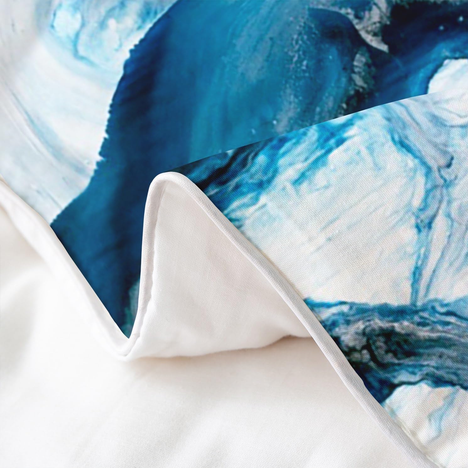Juego de funda de edredón 100% algodón orgánico con diseño de mármol azul,