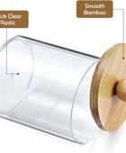 Paquete de 4 dispensadores Qtip con tapas de bambú, recipientes de plástico