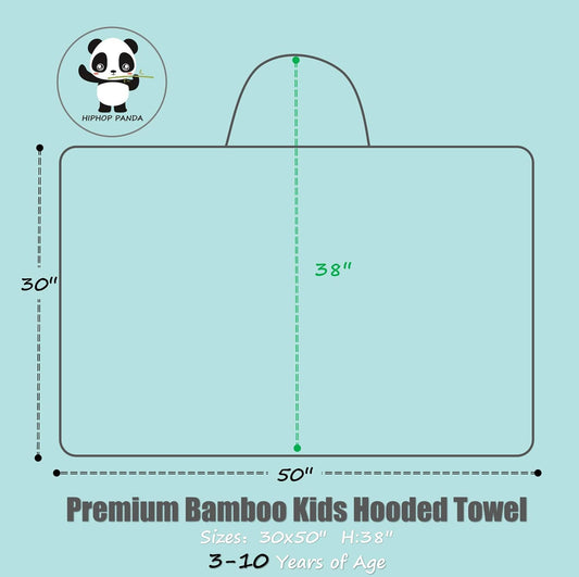 Toalla de bambú con capucha para niños, 30 x 50 pulgadas, tamaño grande para 3