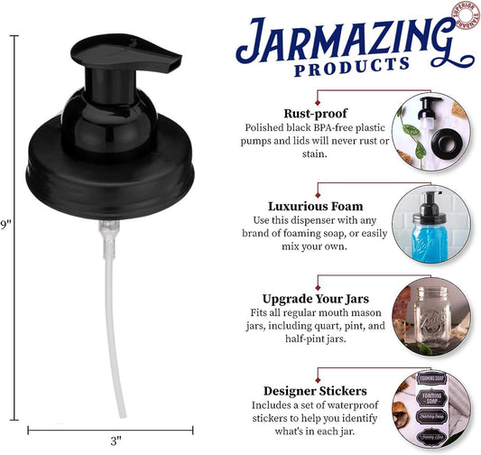 Mason Jar Tapas dispensadoras de jabón espumoso incluye pegatinas impermeables - VIRTUAL MUEBLES